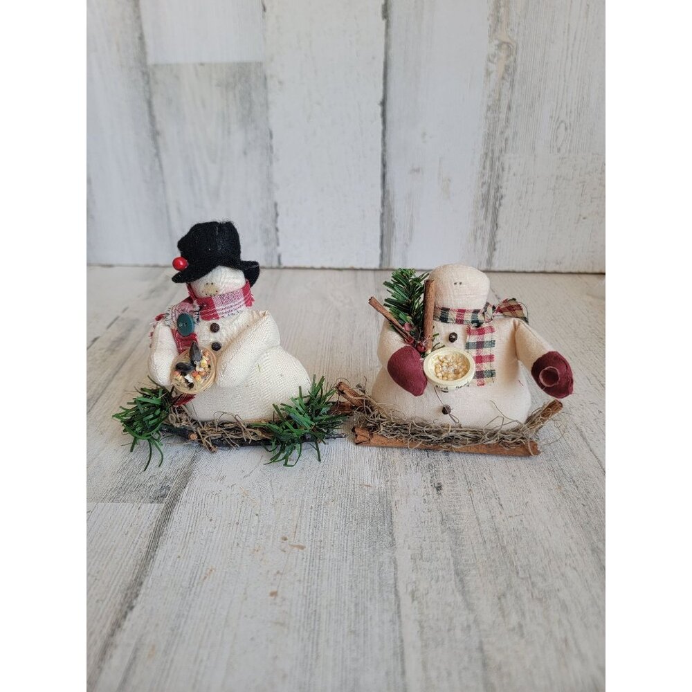Plush snowman birdseed figure xmas set wood‎